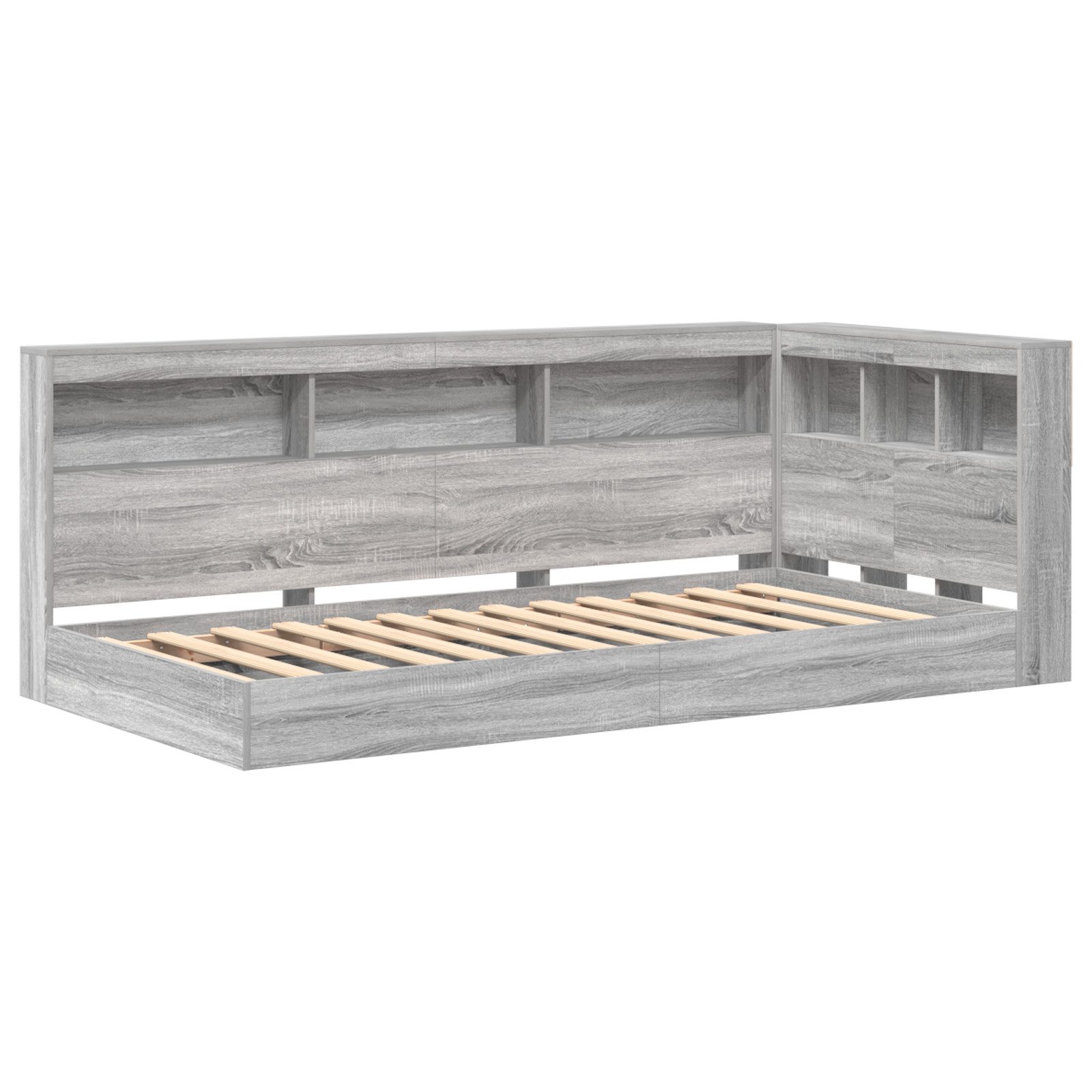 vidaXL Bett Bücherregal Bett Grau Sonoma 100x200 cm Spanplatte (2-tlg) günstig online kaufen