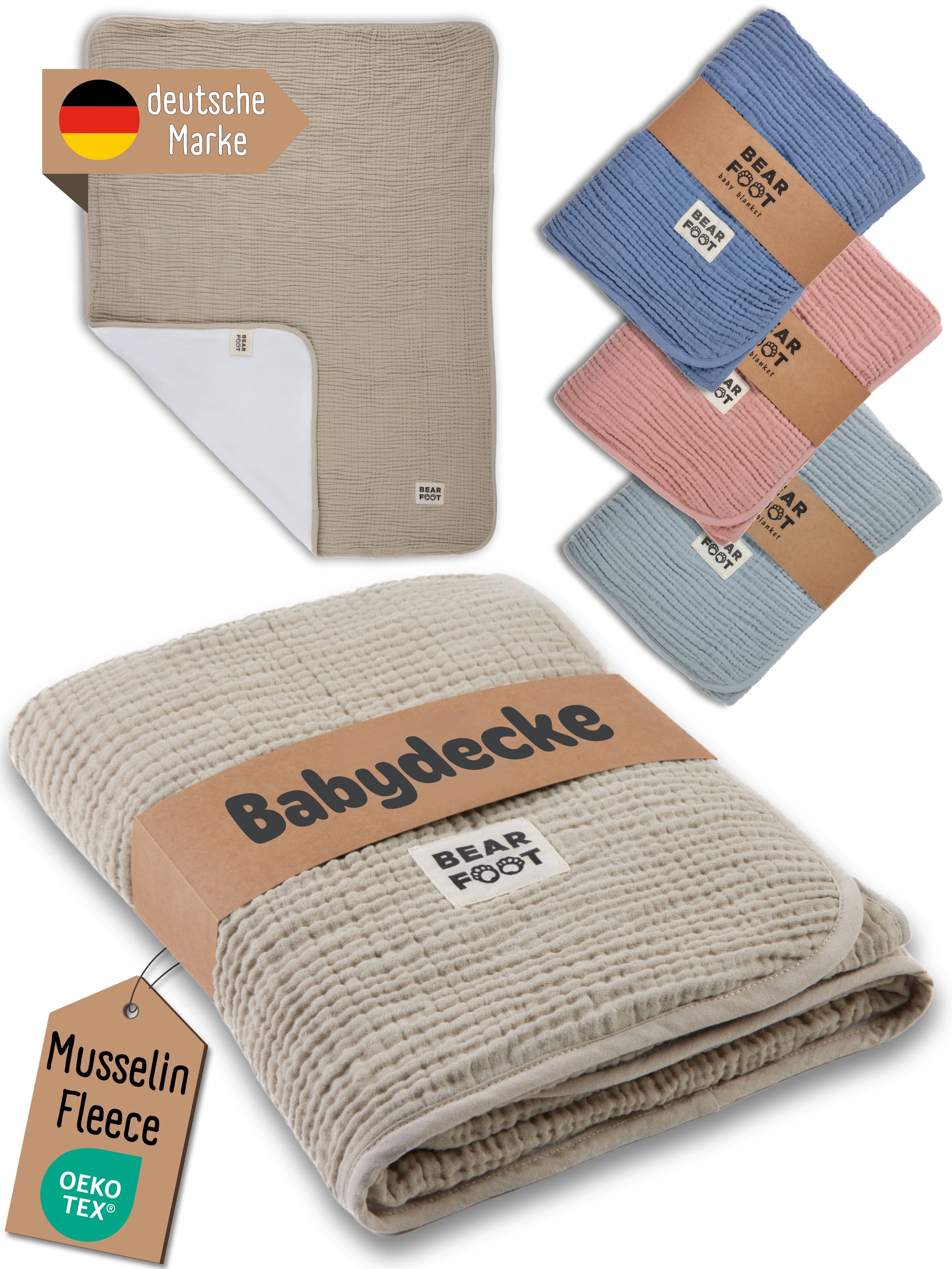Babydecke Babydecke Musselin Fleecedecke flauschig weich - braun, BEARFOOT, günstig online kaufen