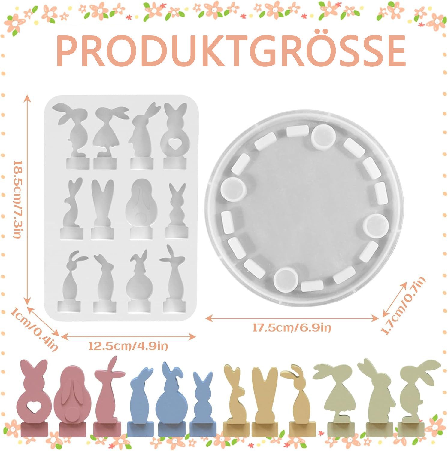 Coonoor Silikonform 3D Hase Silikonformen Gießformen Ostern, Ideal für Gips, Harz & DIY-Handwerk