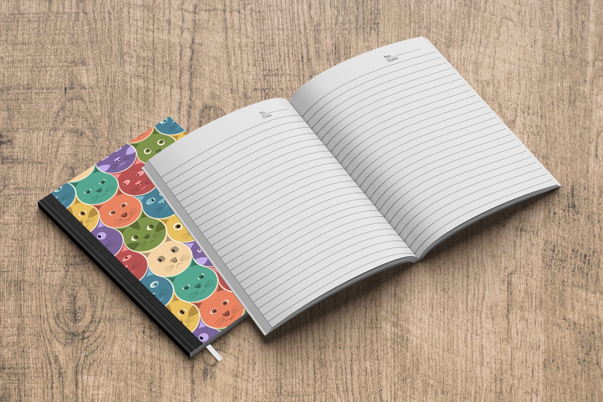 Kind Katzen 98 MuchoWow Journal, A5, Regenbogen Merkzettel, Notizheft, - Haushaltsbuch - Notizbuch - Tagebuch, Design, Seiten,