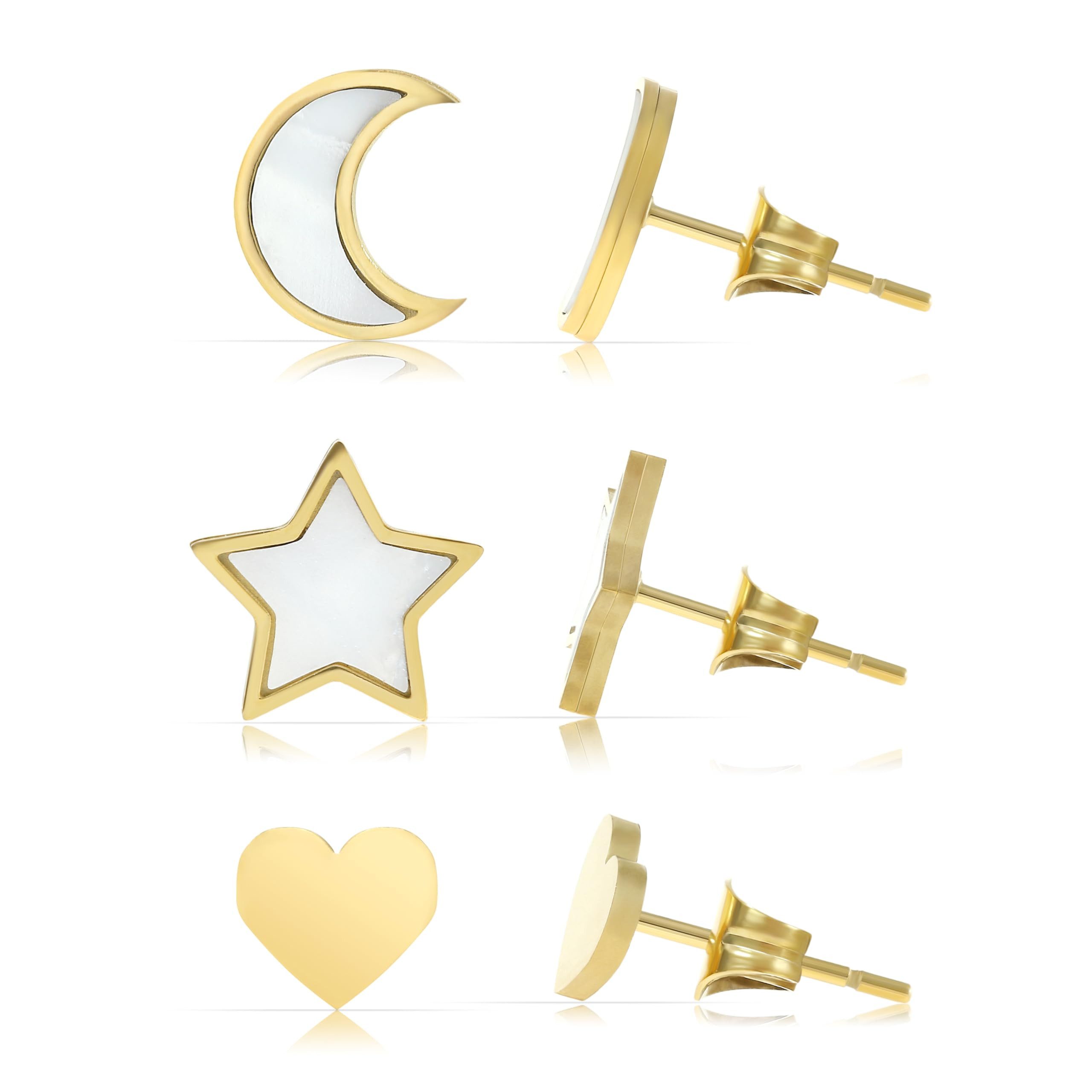 Made by Nami Ohrstecker-Set verschiedene Formen mit Mond-Stern-Herz Perlmut günstig online kaufen