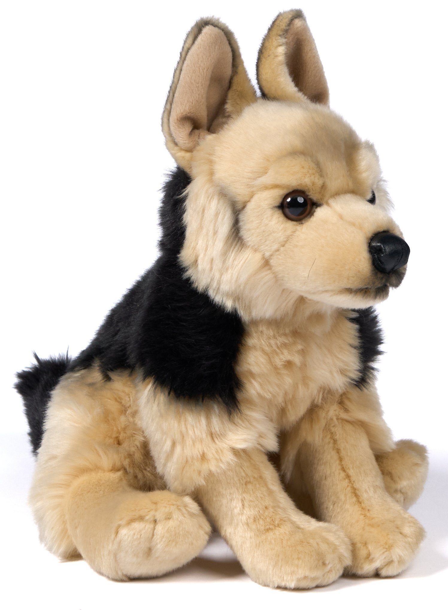 recyceltes - Schäferhund, 27 cm Plüschtier, sitzend Uni-Toys zu - 100 Füllmaterial Deutscher Plüsch-Hund, % Kuscheltier