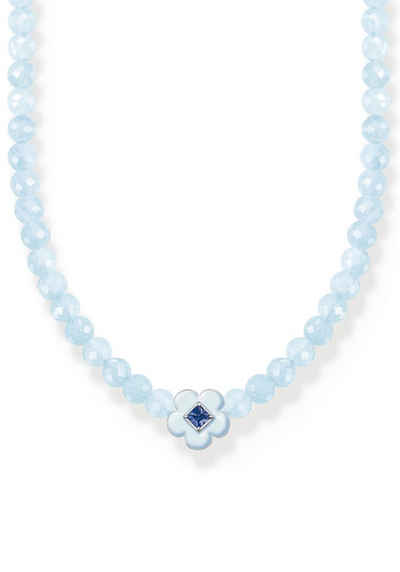 THOMAS SABO Choker Choker Blume mit blauen Perlen, KE2182-496-1-L42V, mit Glas-Keramik Stein