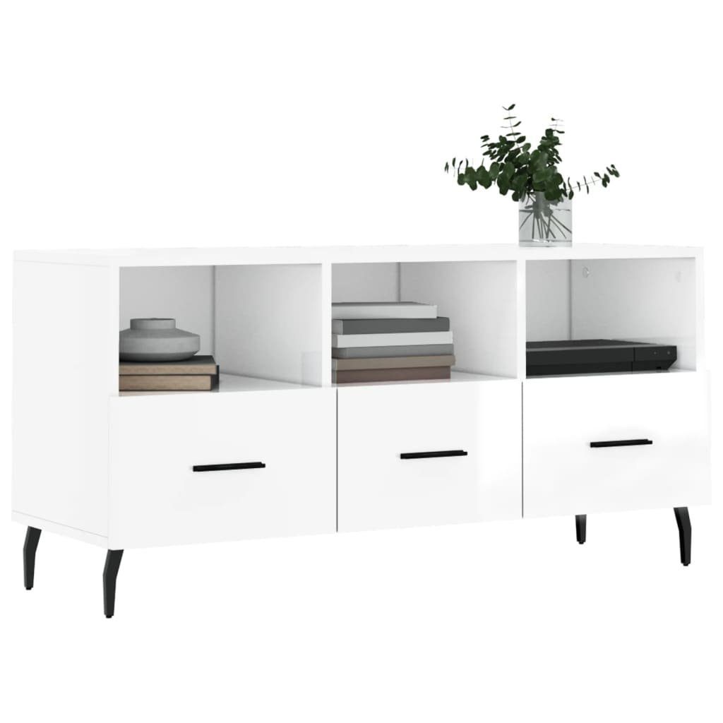 Hochglanz-Weiß TV-Schrank furnicato cm Holzwerkstoff 102x36x50