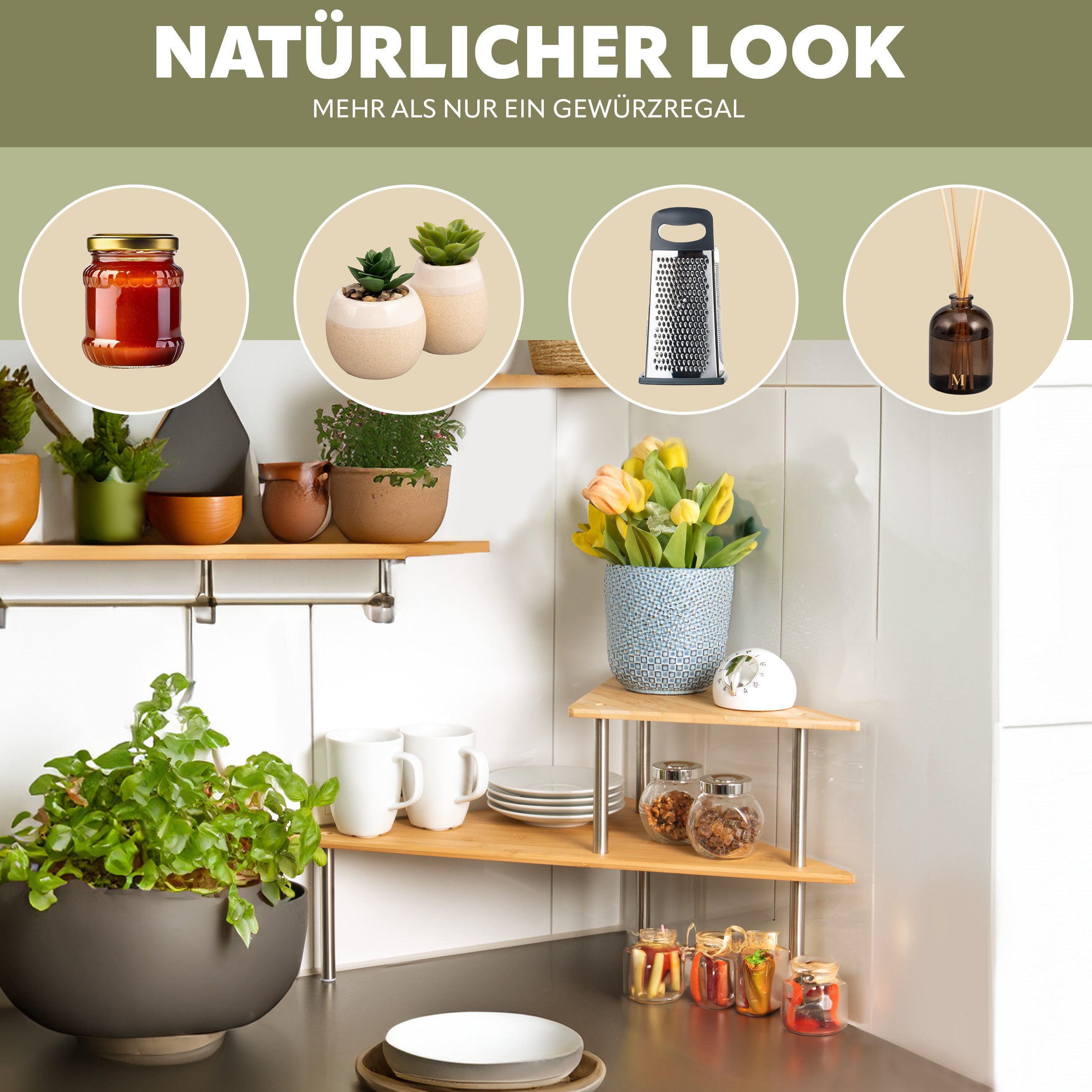 bremermann Küchenregal Küchen-Eckregal, Küchenregal, Gewürzregal, Bambus günstig online kaufen