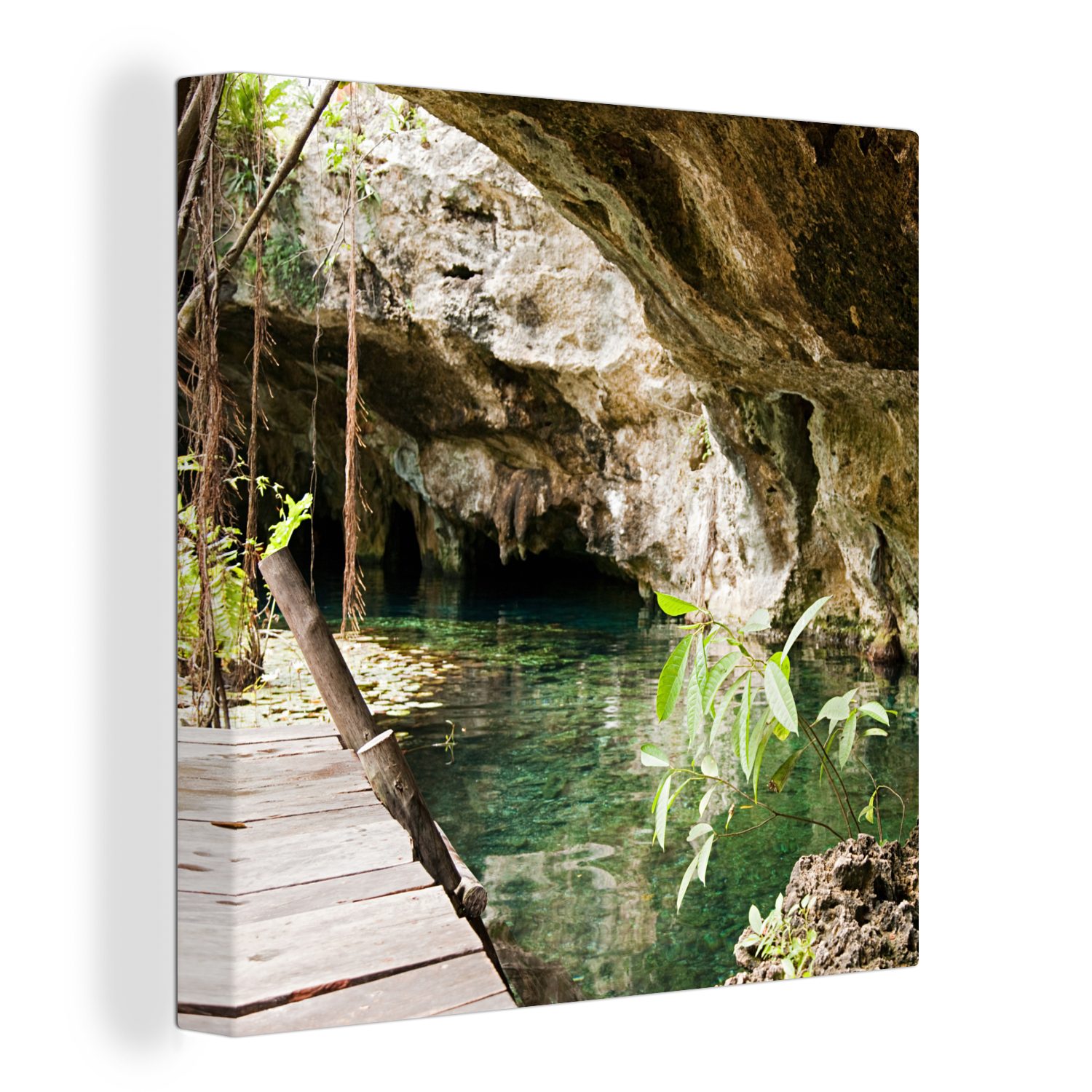 OneMillionCanvasses® Leinwandbild See inmitten von Höhlen in der Nähe von Quintana Roo in Mexiko, (1 St), Leinwand Bilder für Wohnzimmer Schlafzimmer