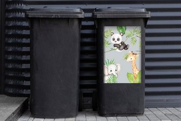 MuchoWow Wandsticker Tiere - Kinder - Dschungel (1 St), Mülleimer-aufkleber, Mülltonne, Sticker, Container, Abfalbehälter