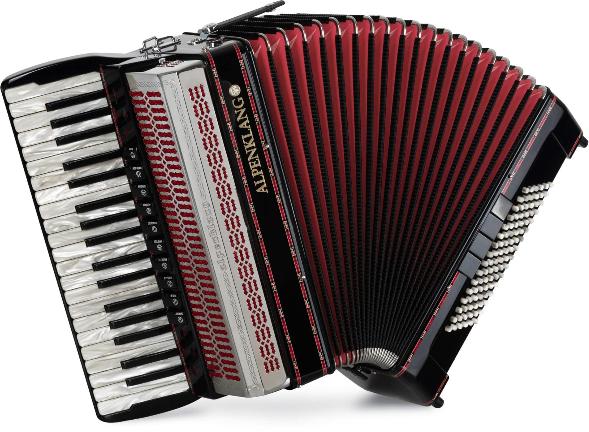 Alpenklang Knopf-Akkordeon Pro IV 96 CM - 96 Bassknöpfe, 38 Diskanttasten, Doppeltremolo (Pro-Serie), hochwertige, italienische Tipo a Mano A-Stimmplatten