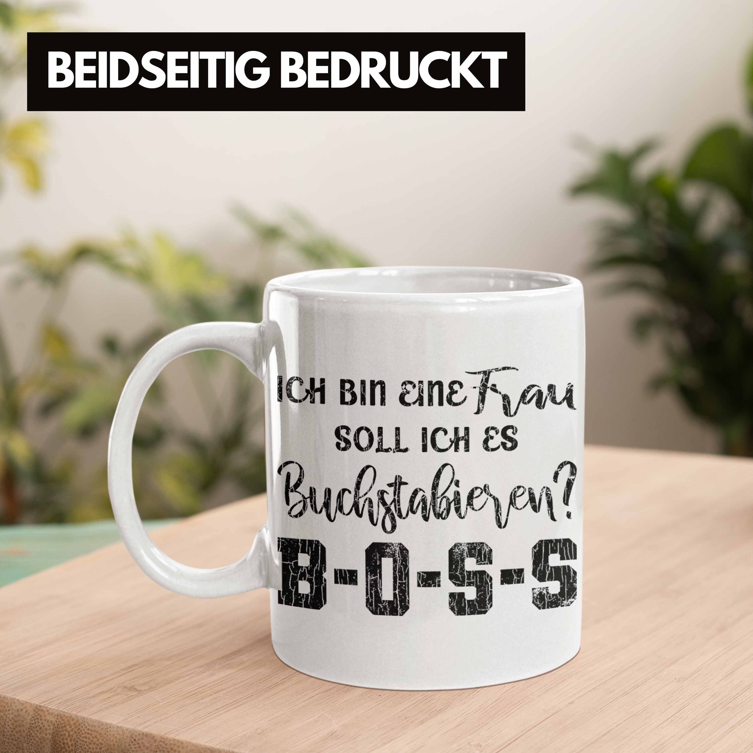 Sprüche Geschenk Kaffeetasse Spruch - Lustige Trendation Boss Frau Mama weiss Tasse Trendation Frauen mit Spruch Tasse