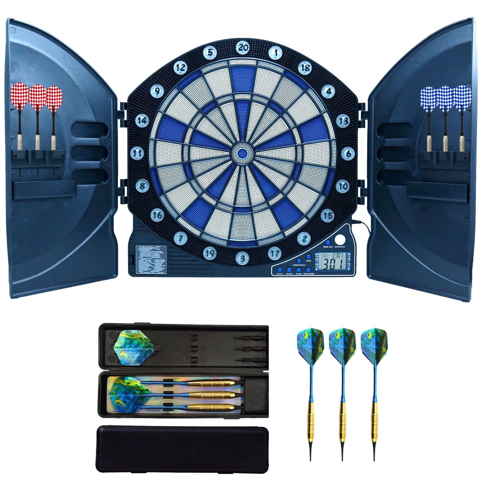 B Best Sporting Dartautomat Dart Set Cambridge Xtra mit 12 Dartpfeilen & 24 Ersatzspitzen, Dartscheibe elektronisch im hochwertigen Set