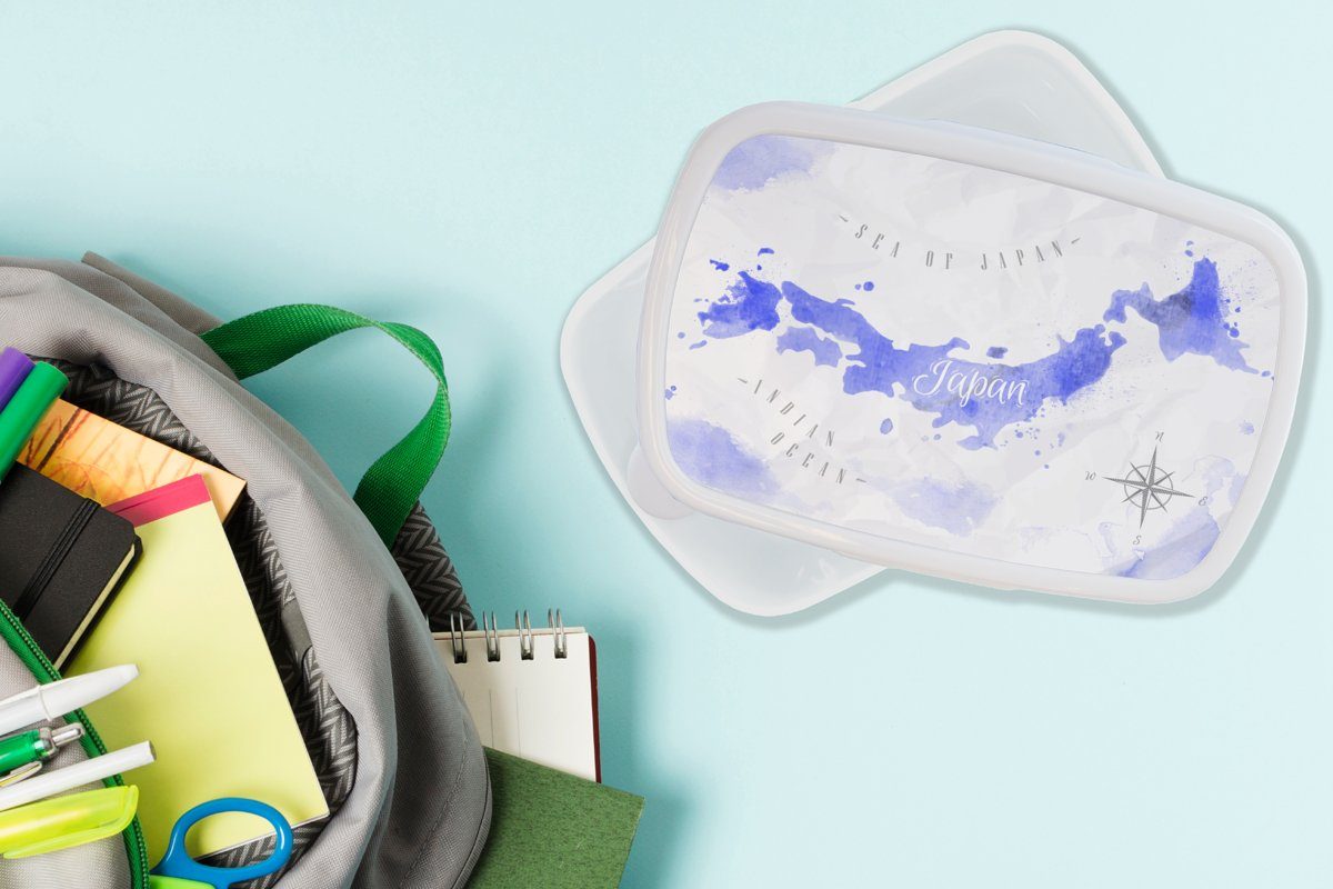 - Kinder Lunchbox (2-tlg), für Erwachsene, und - Brotdose, weiß Jungs Weltkarte für Aquarell und Blau, Mädchen MuchoWow Brotbox Kunststoff,