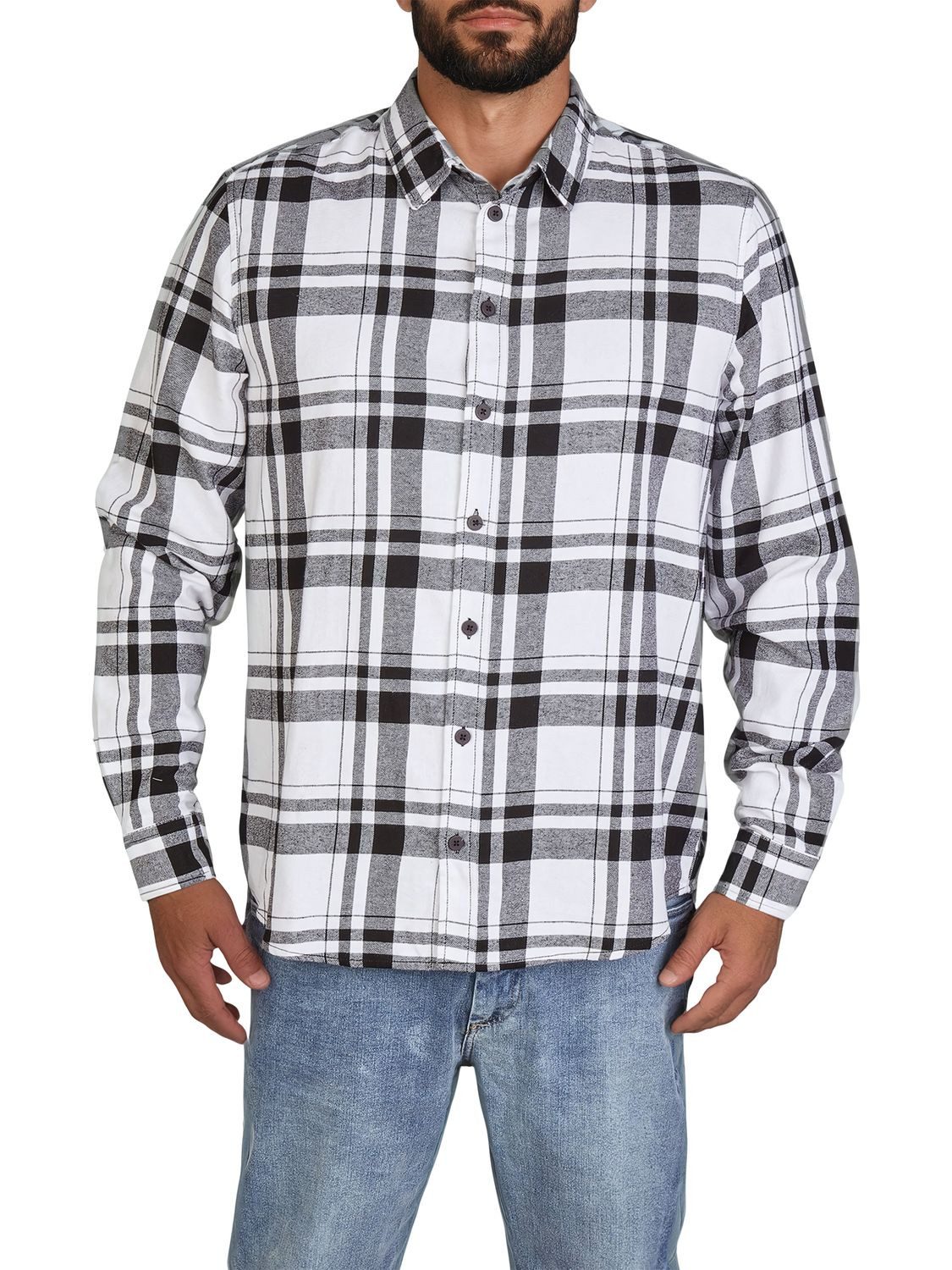 Langarmhemd Herren Karohemd DFDean Regular Fit