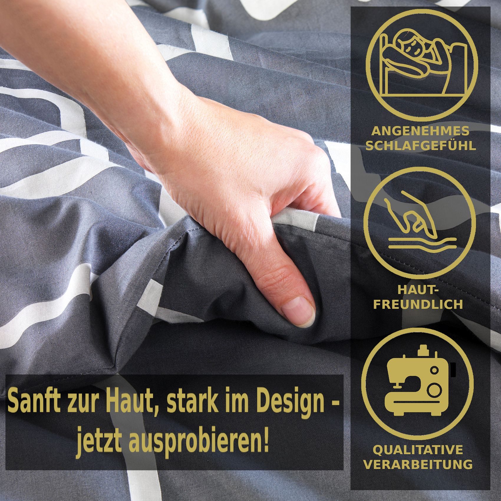 Malika Bettwäsche 135x200 + 80x80 cm atmungsaktiver Baummwoll Renforce Bettbezug, Renforce Baumwolle, 2 teilig, Für Allergiker geeignet, pflegeleicht, angenehm weicher Stoff