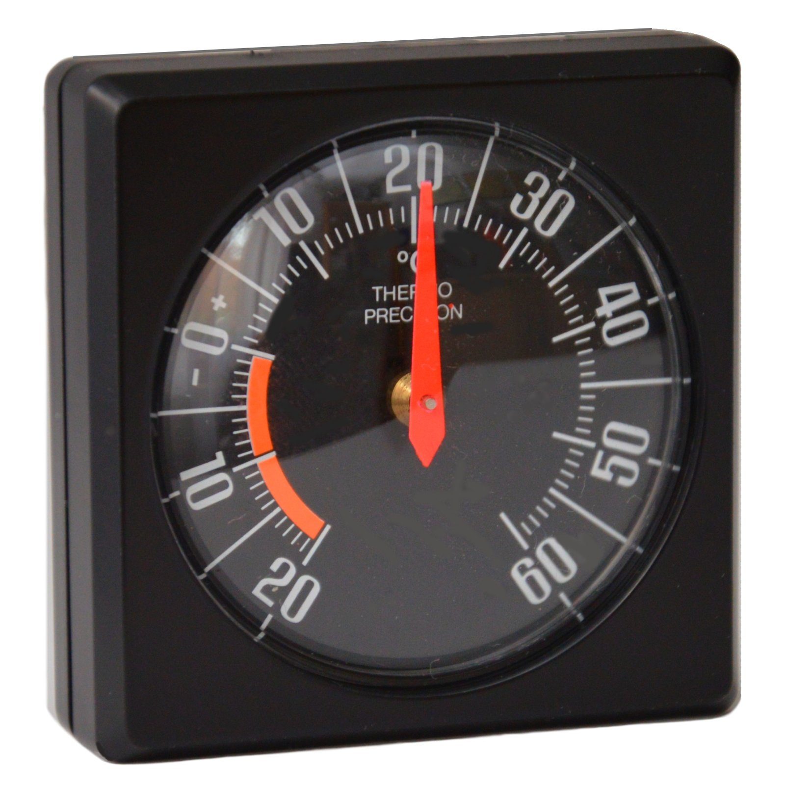 Raumthermometer Historisches Thermometer Bimetall 5 x 5 cm konvex justierbar
