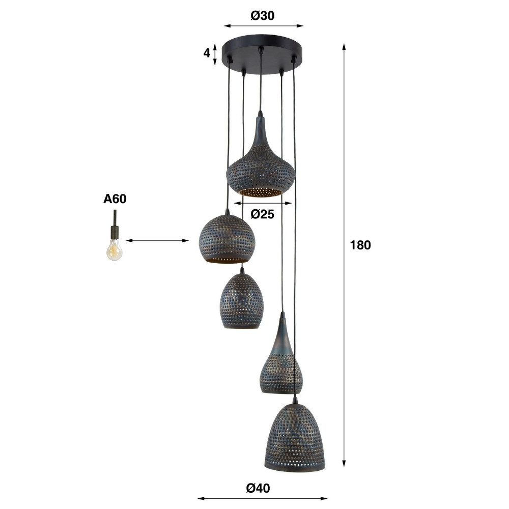 famlights Pendelleuchte Pendelleuchte Janko in Braun-antik und Bronze E27