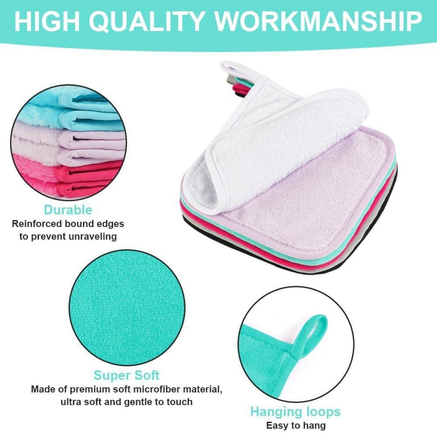 LuxusKollektion Kosmetiktücher Abschminktuch Mikrofaser 20x20 cm wiederverwendbar 6 Stück Mehrfarbig