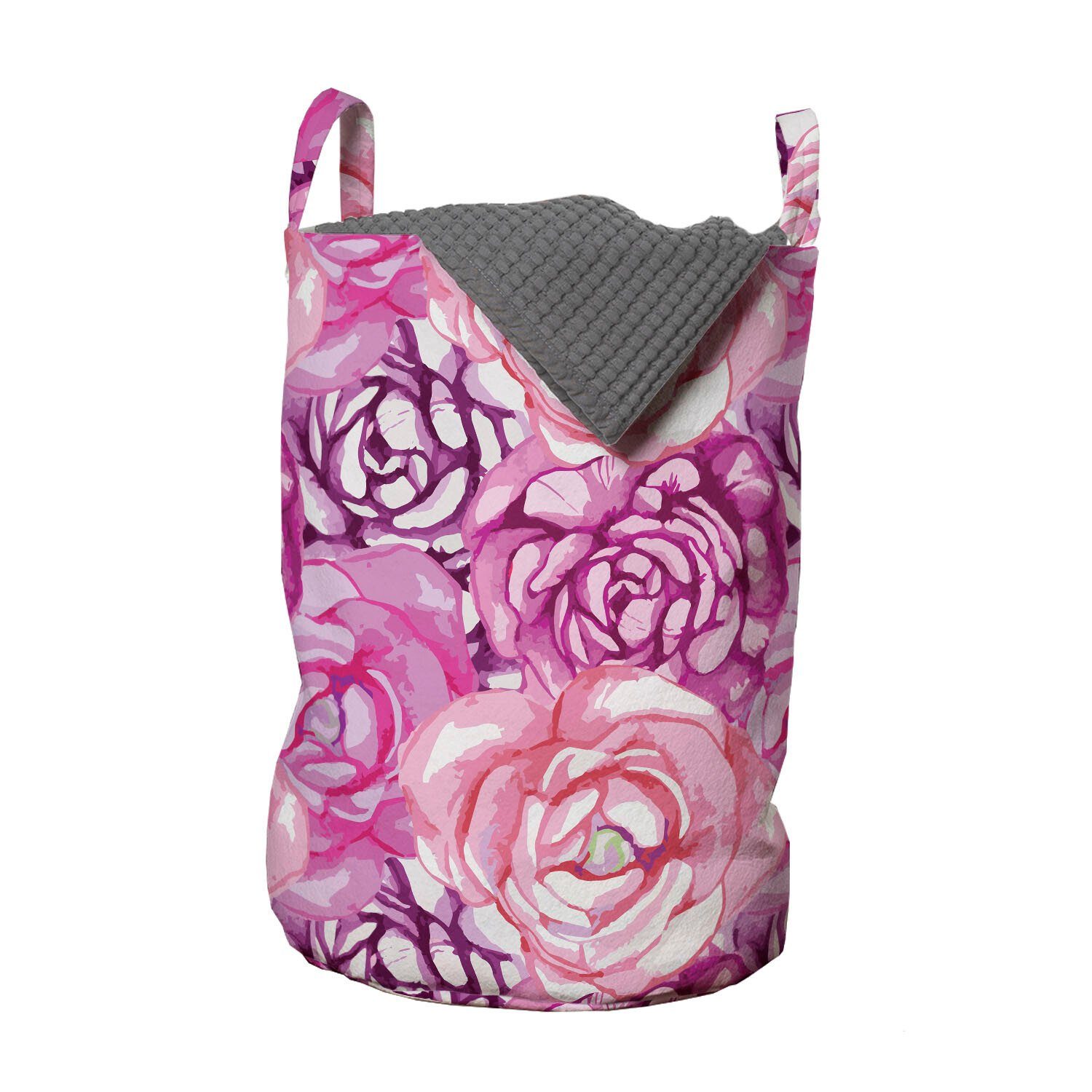 Abakuhaus Wäschesäckchen Wäschekorb mit Griffen Kordelzugverschluss für Waschsalons, Blume Rose Bloom Blütenblätter Göttliche