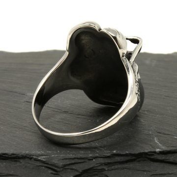 DALMARO.de Fingerring Ring Silber aus Edelstahl - BEARDED SKULL
