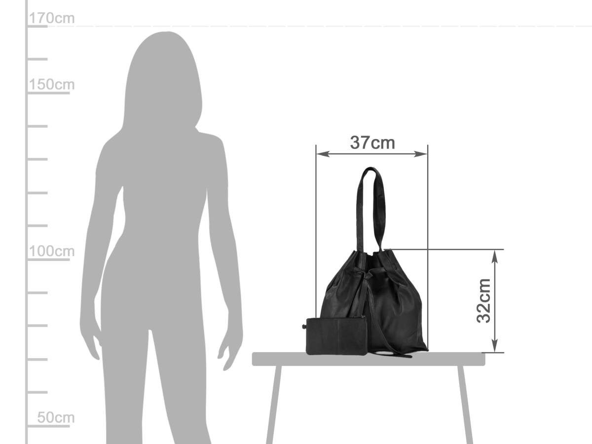 Greenburry Shopper "Eva" Beuteltasche Leder 37x32cm, Beuteltasche, mit kleiner Bag in Bag Tasche