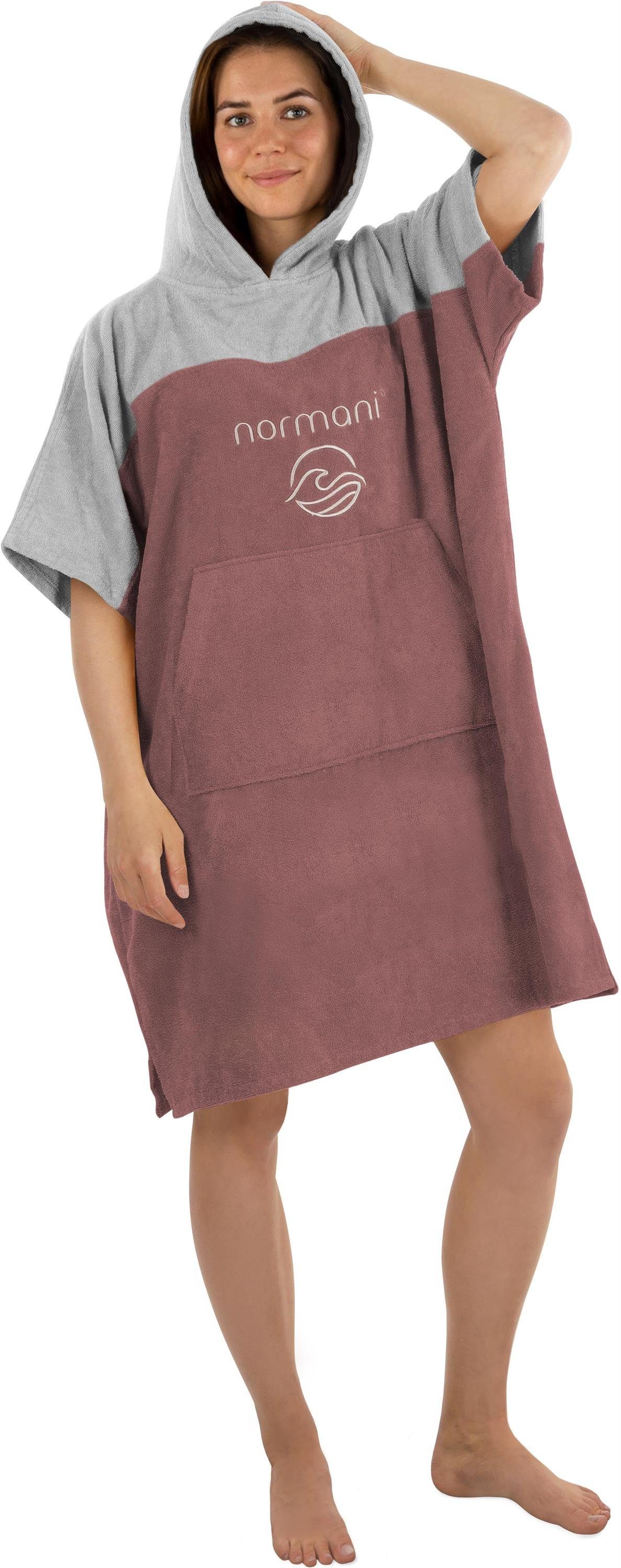 Bio-Baumwolle, normani % Schlupf, 100 Poncho Badeponcho Badeponcho aus Bio-Baumwolle Kuta, Rosa Kapuze, saugstarker Surfer