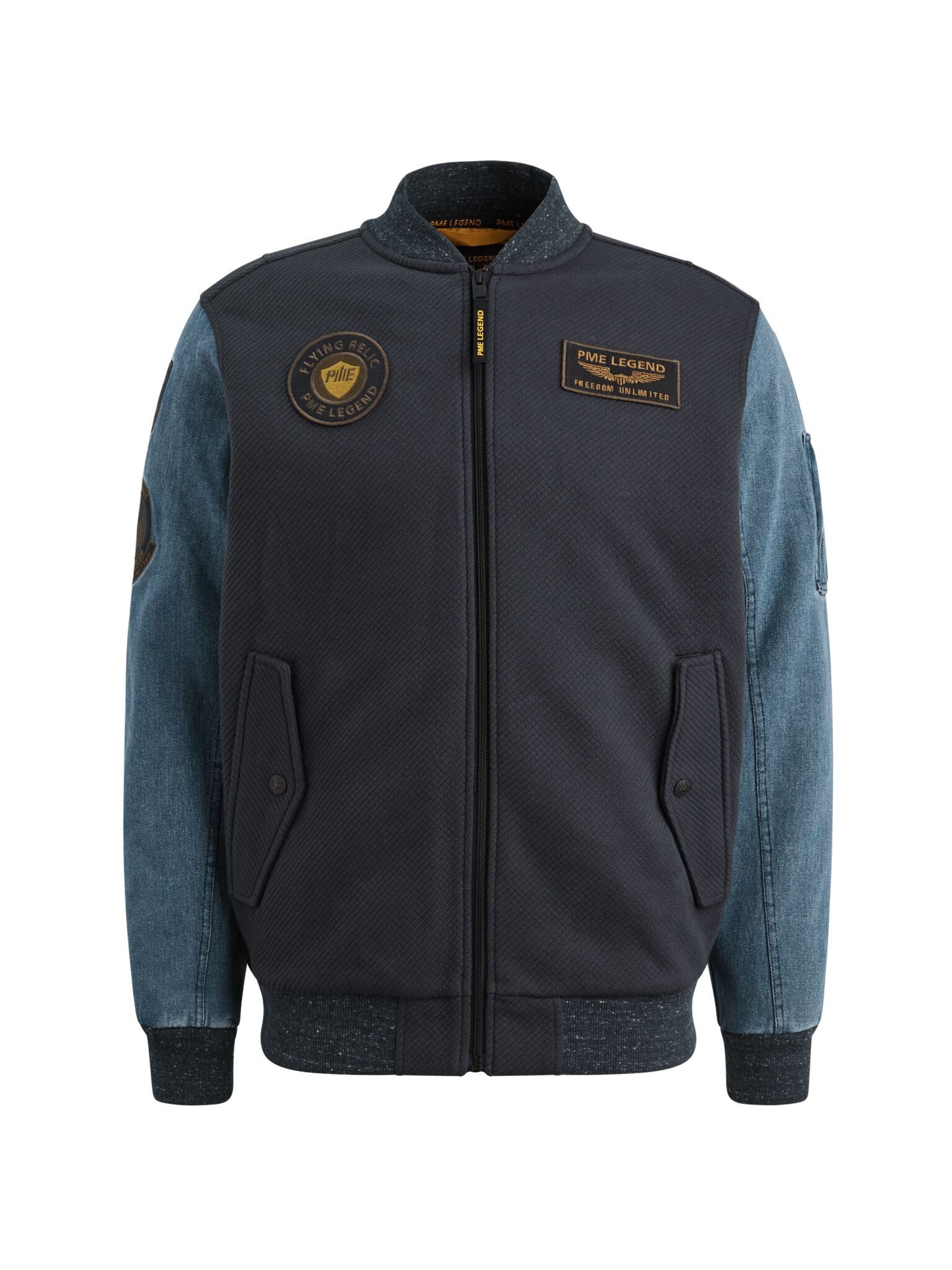 PME LEGEND Jeansjacke Hybridjacke - Jeans Jacke mit Badges Herren - Zip jacket
