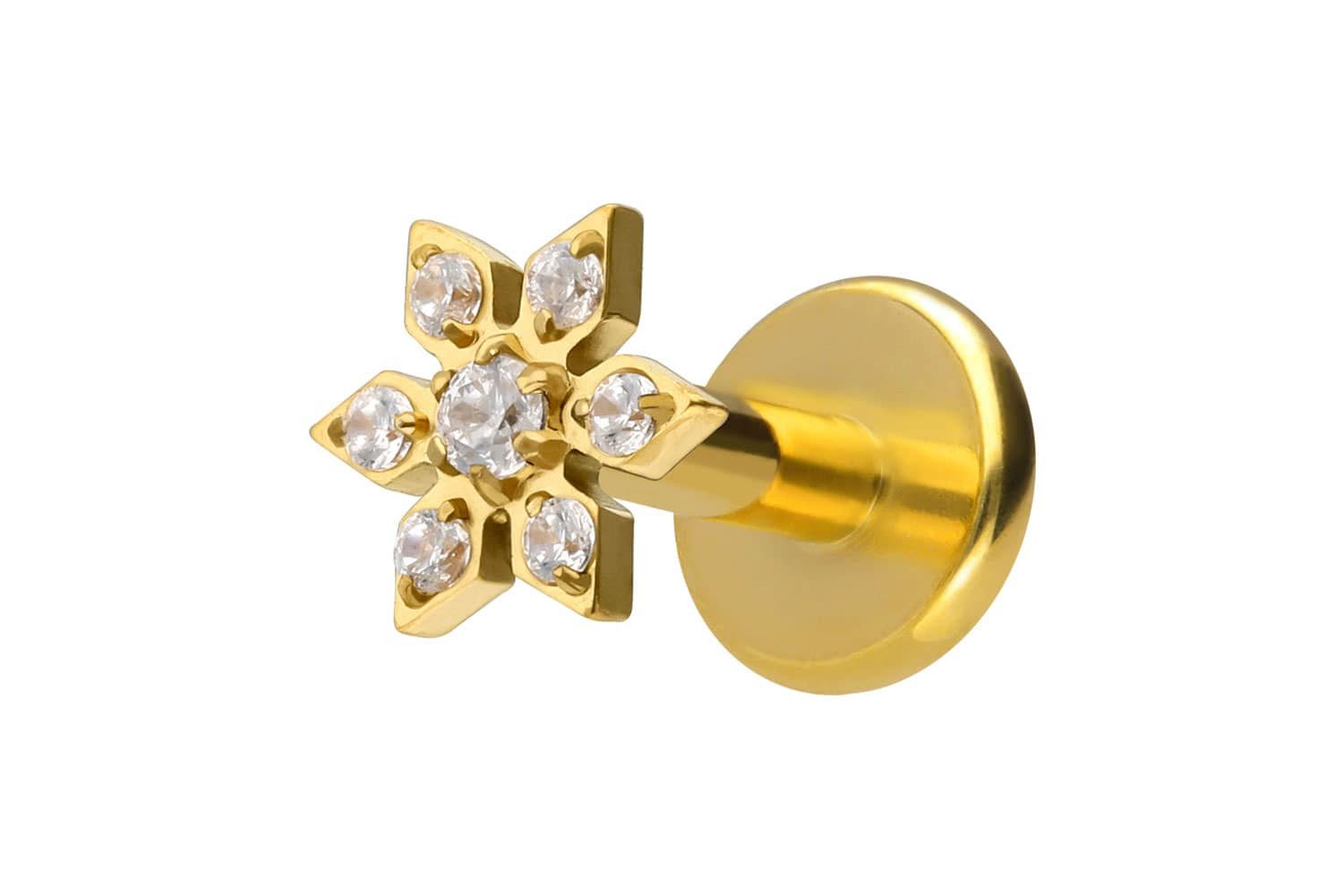 Piercing-Set Titan Labret mit Innengewinde KRISTALLBLUME