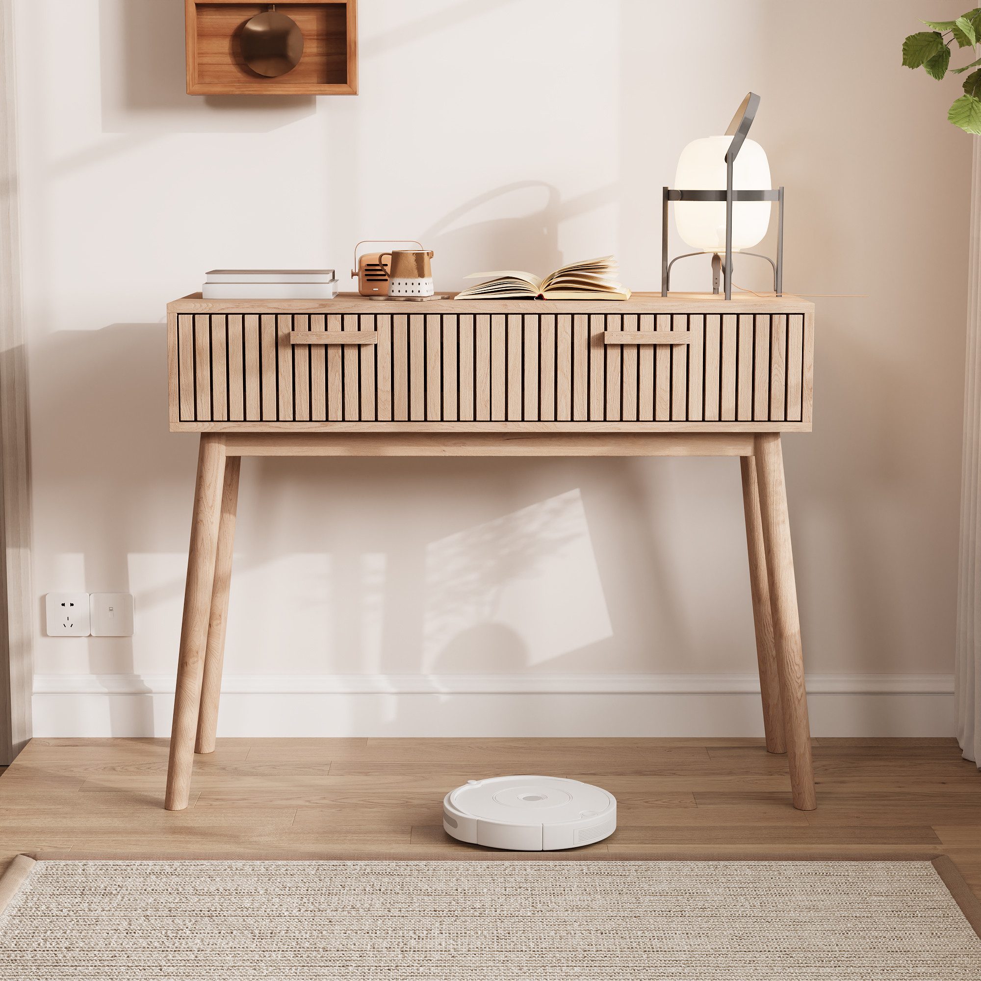 FUROKOY Schminktisch Frisiertisch mit 2 Schubladen Kosmetiktisch Natürliche günstig online kaufen