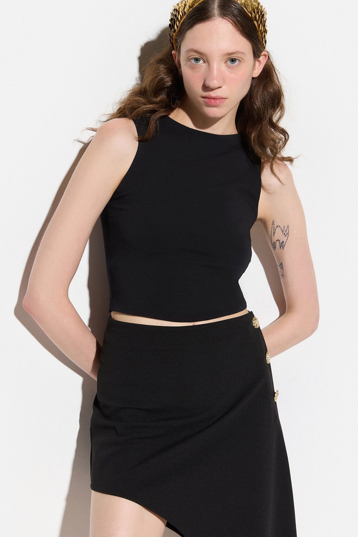 No Matter What Blusentop Ärmelloses Crop-Top mit Rundhalsausschnitt