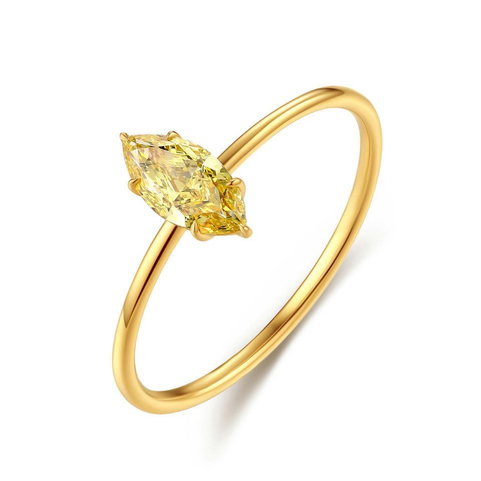 Sternvoll Diamantring Solitärring mit gelbem Marquise Labordiamant in 18K G günstig online kaufen