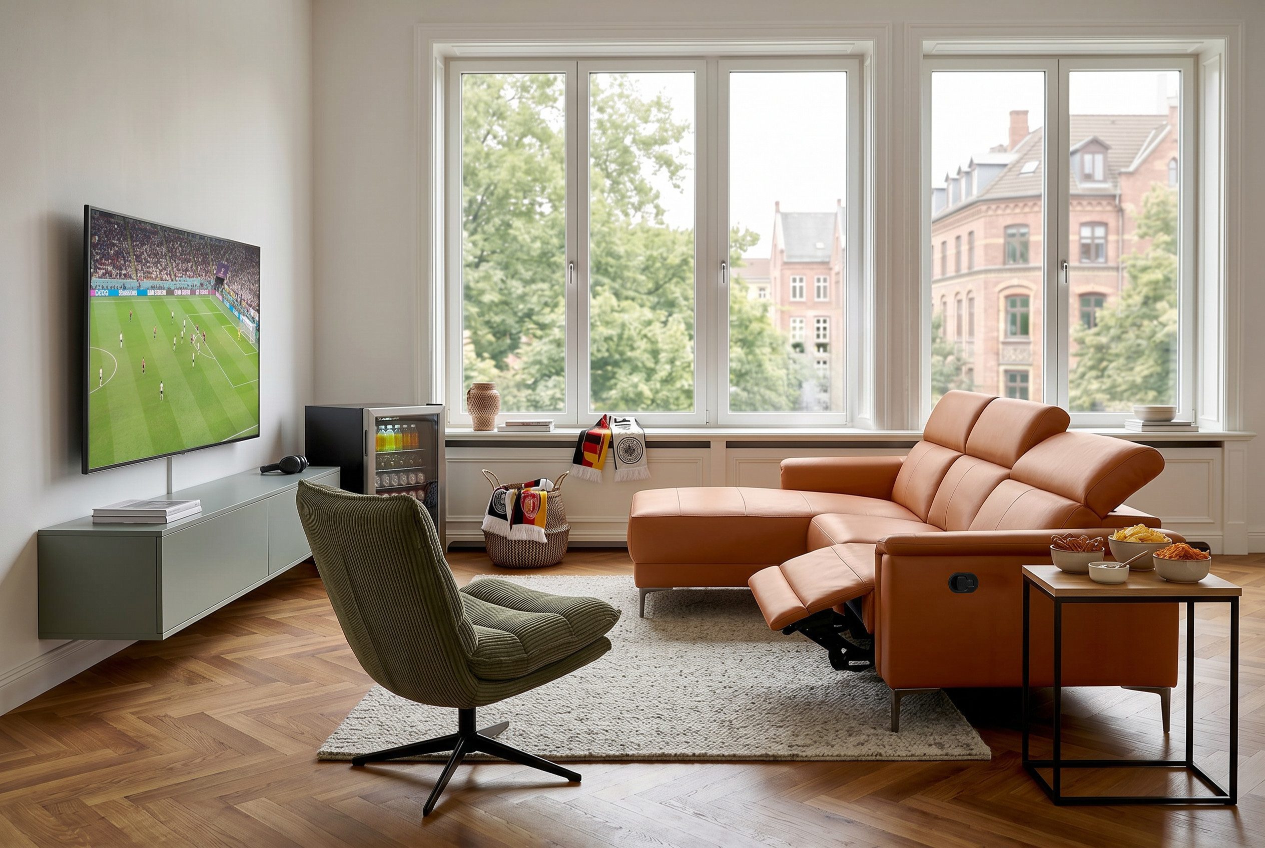 OTTO home Ecksofa LUND, Naturleder, L-Form, 261cm, man./elektr. Relaxfunktion (USB-A), mit USB A-Anschluss bei elektrischer Variante und Kopfteilverstellung