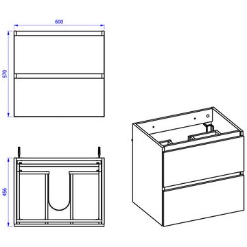 Lomadox Waschbeckenschrank MODENA-56 Hamilton Eiche Nb. 80/74,5/46 cm