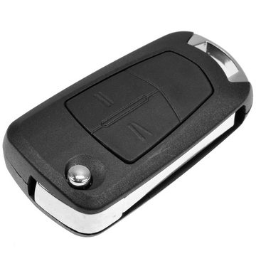 mt-key Auto Klapp Schlüssel Ersatz Gehäuse 2 Tasten + Rohling + VARTA CR2032 Knopfzelle, CR2032 (3 V), für OPEL CORSA D TIGRA B ASTRA H ZAFIRA B Funk Fernbedienung