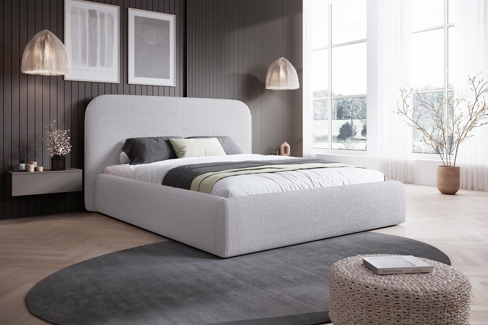 Compleo Polsterbett Doppelbett, Bett mit Kopfteil, minimalistisches Bett, Schlafzimmermöbel