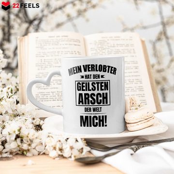 22Feels Tasse Verlobte Geschenk Frauen Verlobung Bekannt Geben Für Sie Spruch, Keramik, Made In Germany, Spülmaschinenfest, Herzhenkel