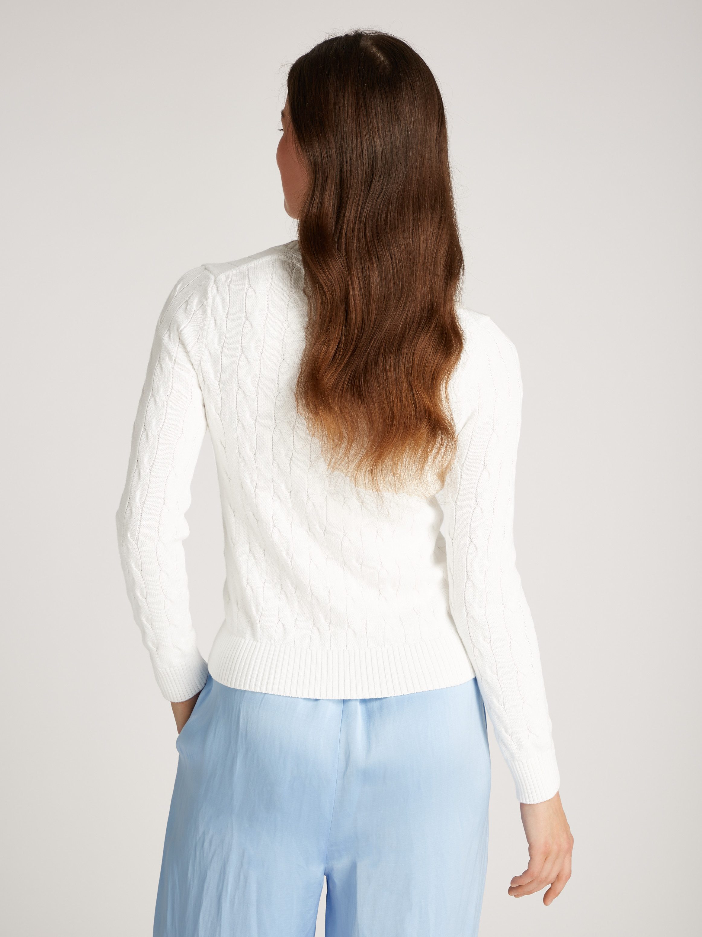 Tommy Hilfiger Rundhalspullover CO CABLE VAR LS C-NK SWT mit Zopfmuster, Lo günstig online kaufen