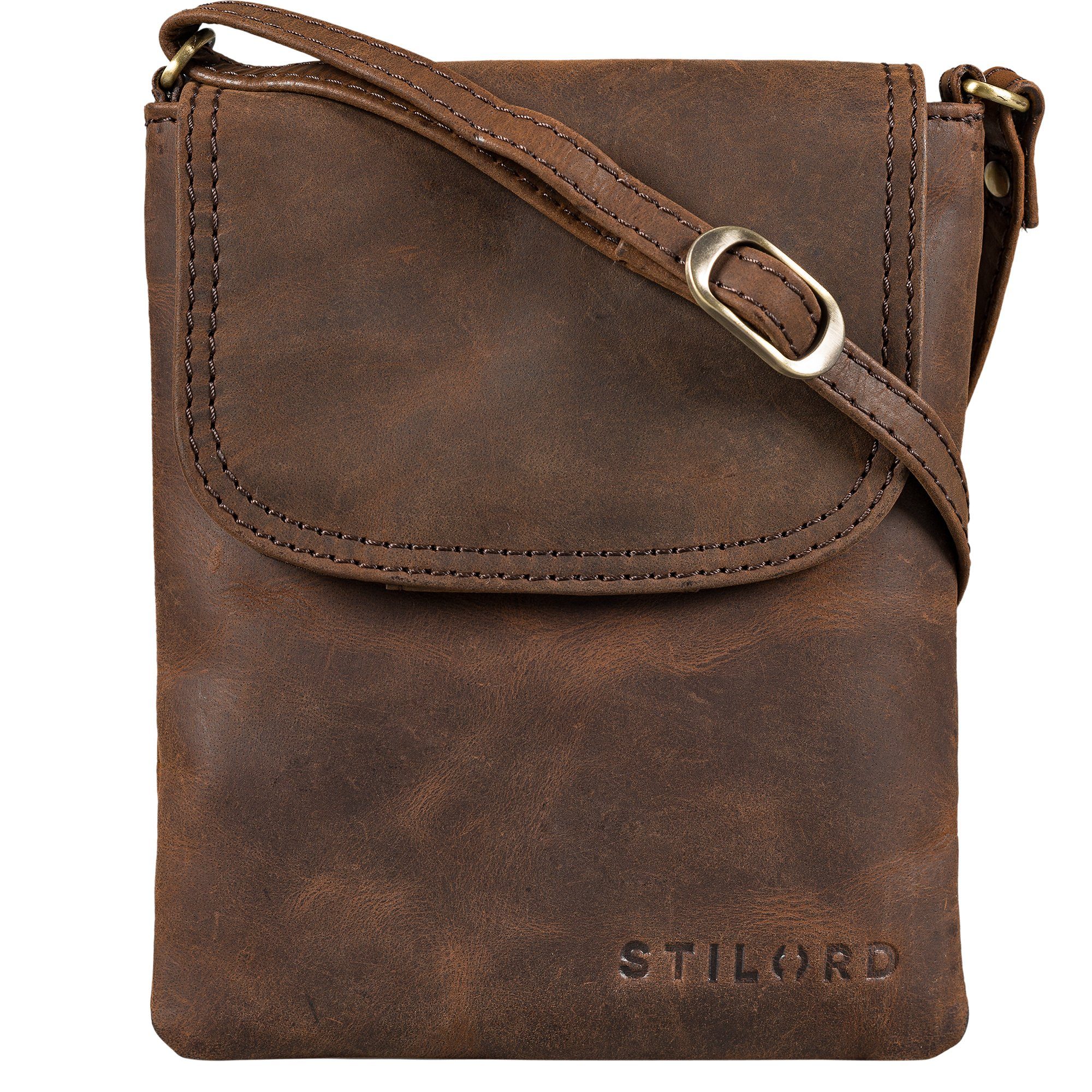 STILORD Handtasche "Ellis" Handytasche zum Umhängen Leder zamora - braun | Handtaschen