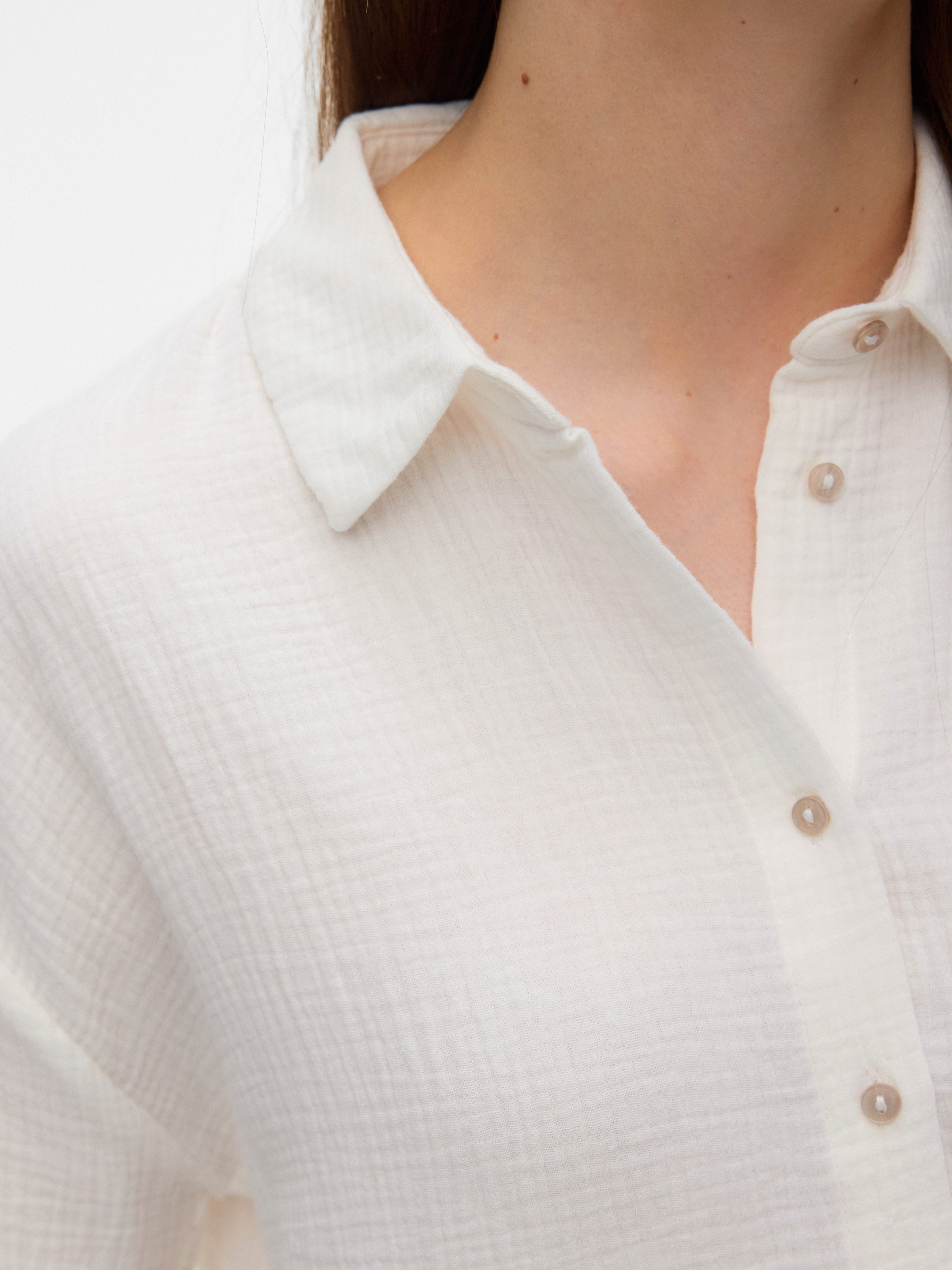 Vero Moda Kurzarmbluse VMNATALI SS CROP SHIRT WVN NOOS Baumwolle, verkürzte Form