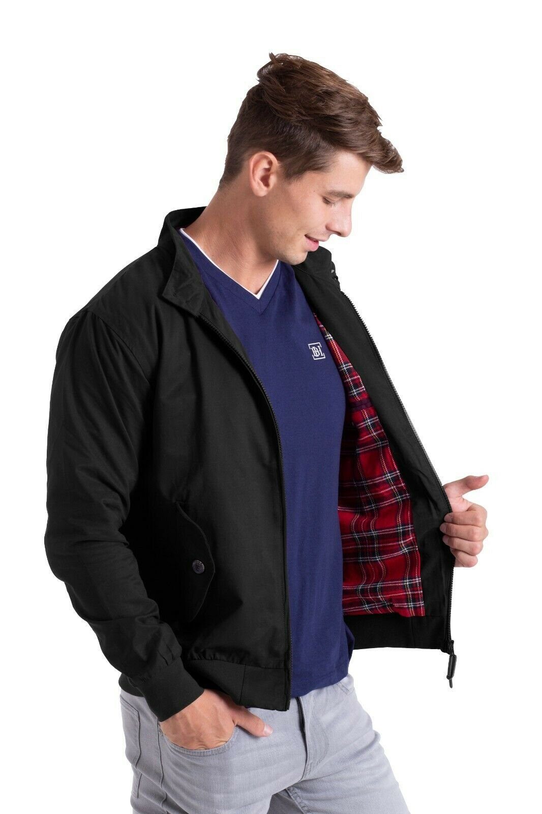 BlauerHafen Jackett Herren Harrington Jacke Casual Classic Langarm Winter D günstig online kaufen
