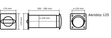 keenberk Abluft-Set AEROBOY Energiespar-Mauerkasten 125er System Edelstahlluftgitter