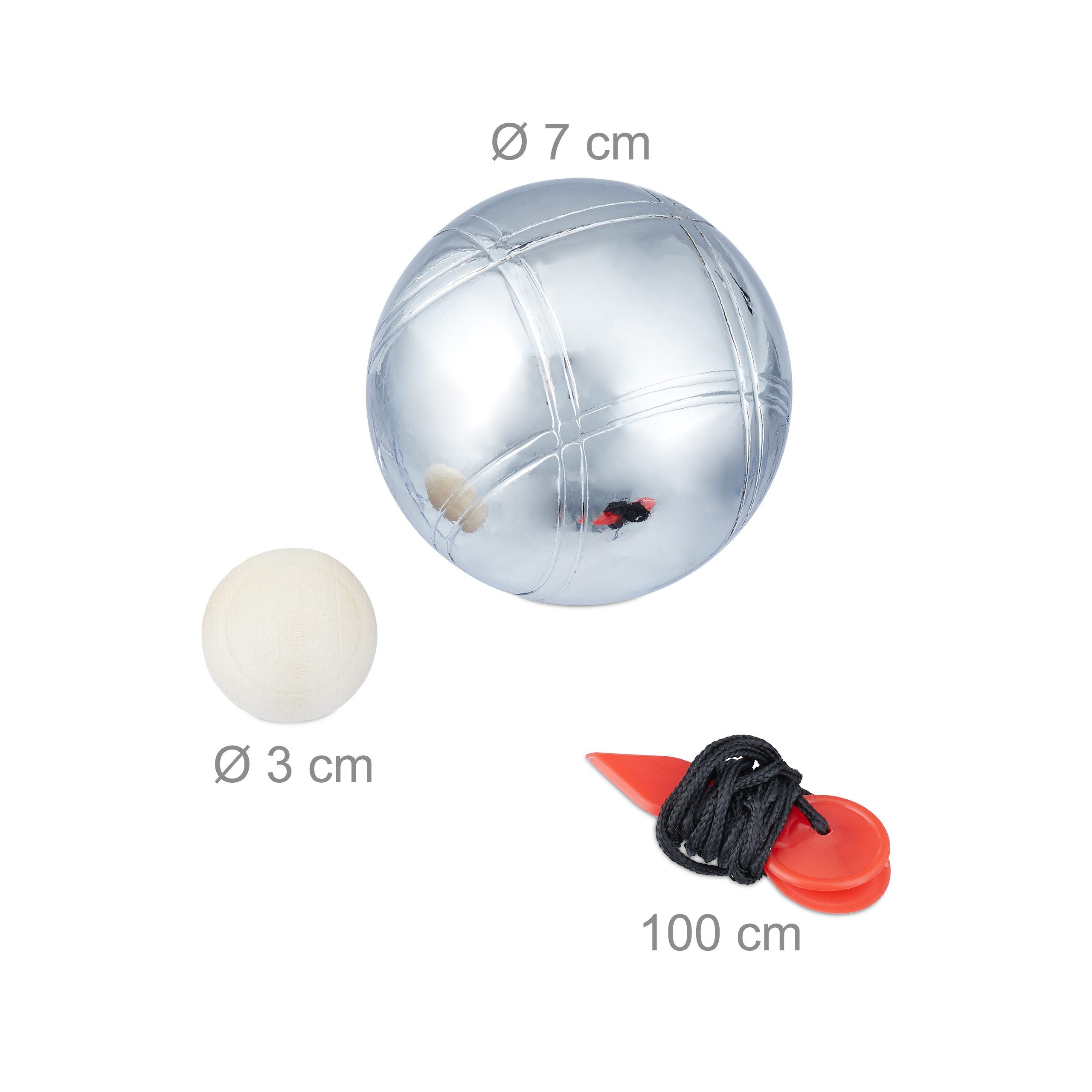 relaxdays Bowlingball Boule Set Metall 6 Kugeln