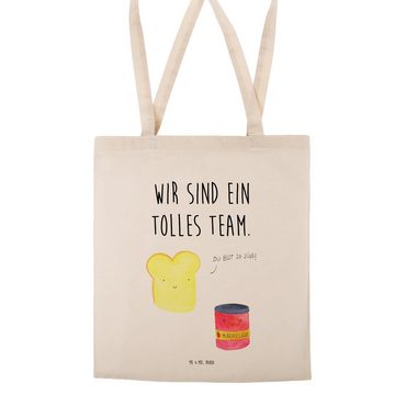 Mr. & Mrs. Panda Tragetasche Toast Marmelade - Transparent - Geschenk, lustige Sprüche, Toastbrot, (1-tlg), Lange Tragegriffe