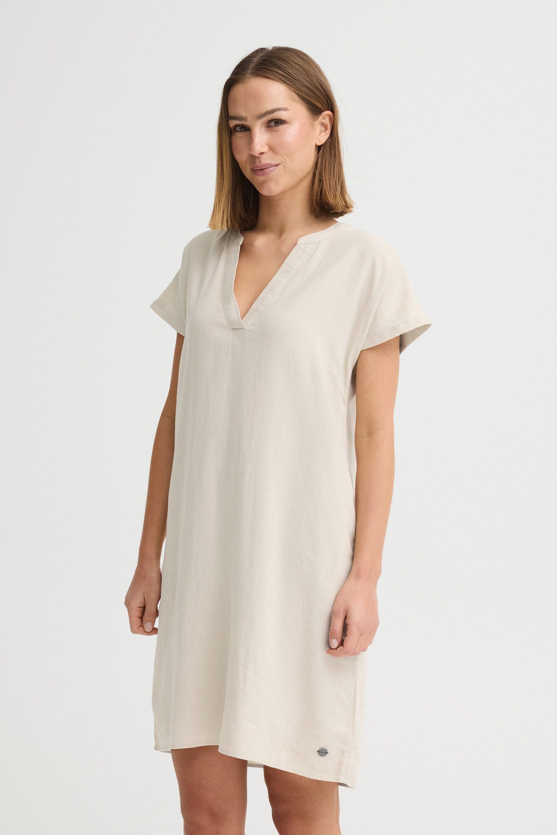 OXMO Blusenkleid OXAnette Sommerliches Leinen-Mix Kleid