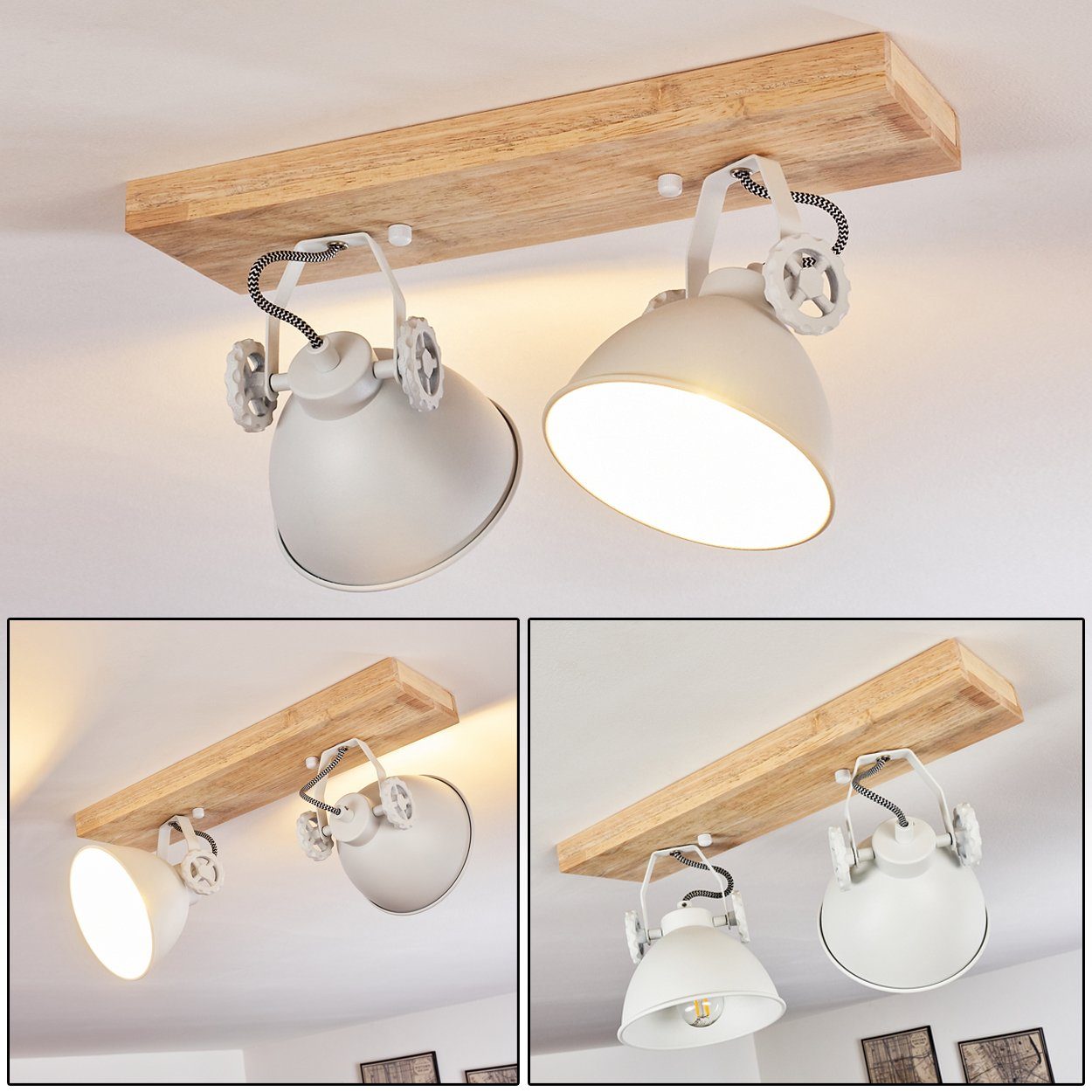 hofstein Deckenleuchte »Mot« Deckenlampe aus Metall/Holz günstig online kaufen