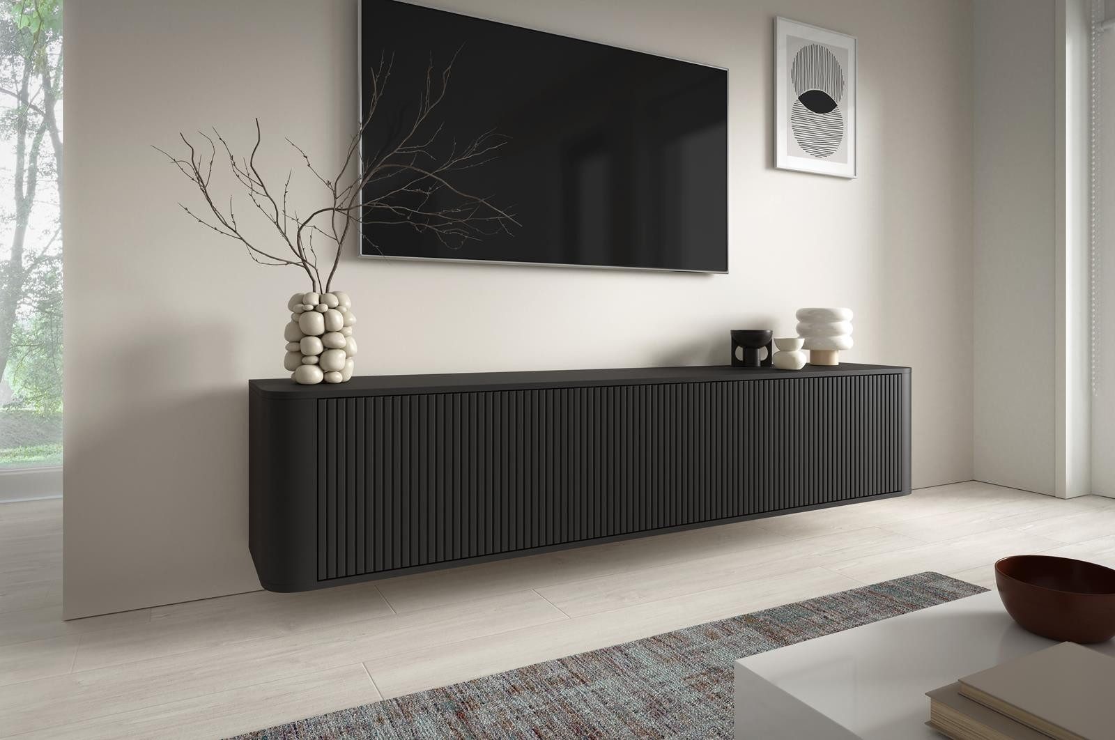 Compleo TV-Schrank modern und Japandi Design, Lowboard 200 cm breit MADE IN EU, TOPSELLER