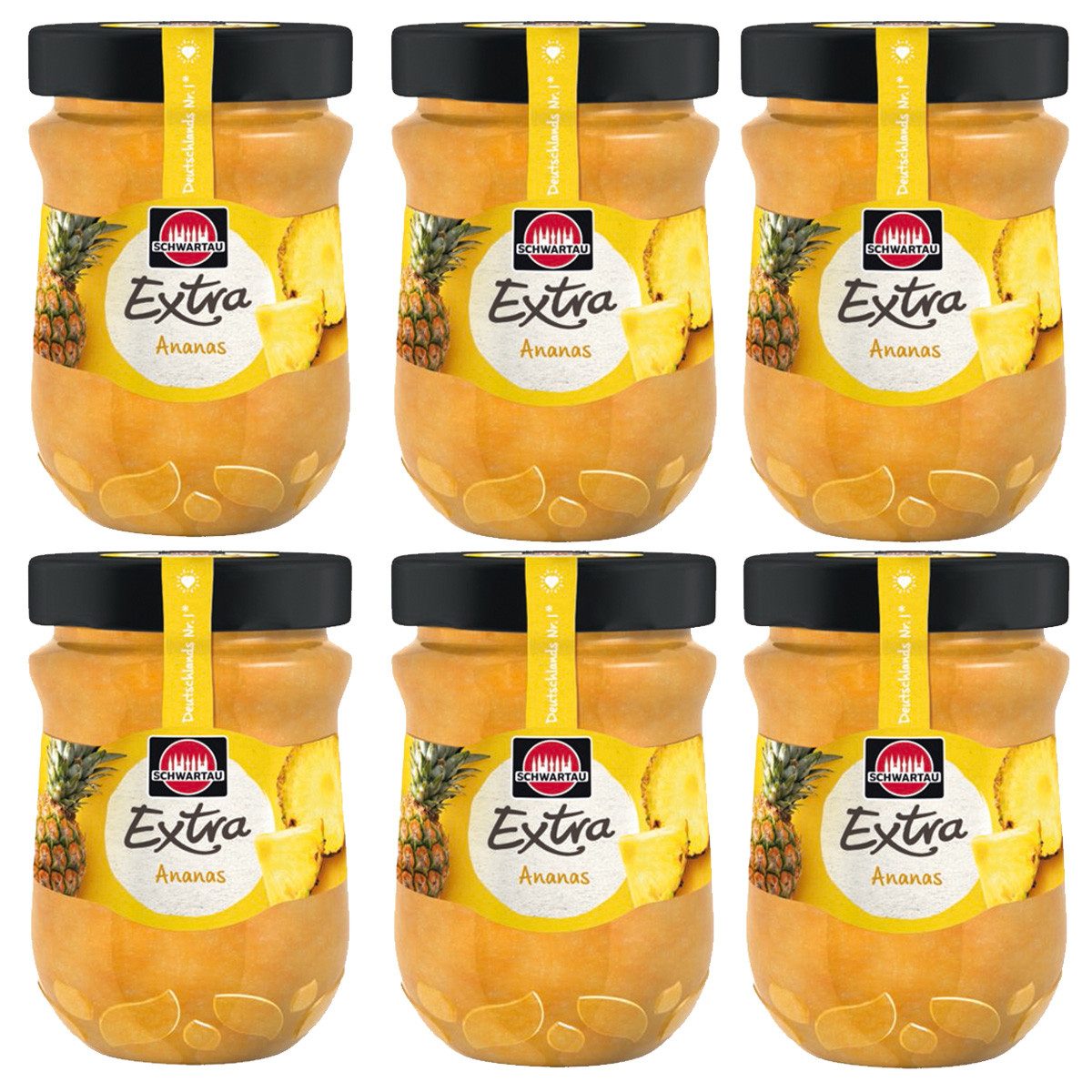 SCHWARTAU Fruchtaufstrich, Schwartau Extra Ananas Frühstück Fruchtaufstrich 340g 6er Pack