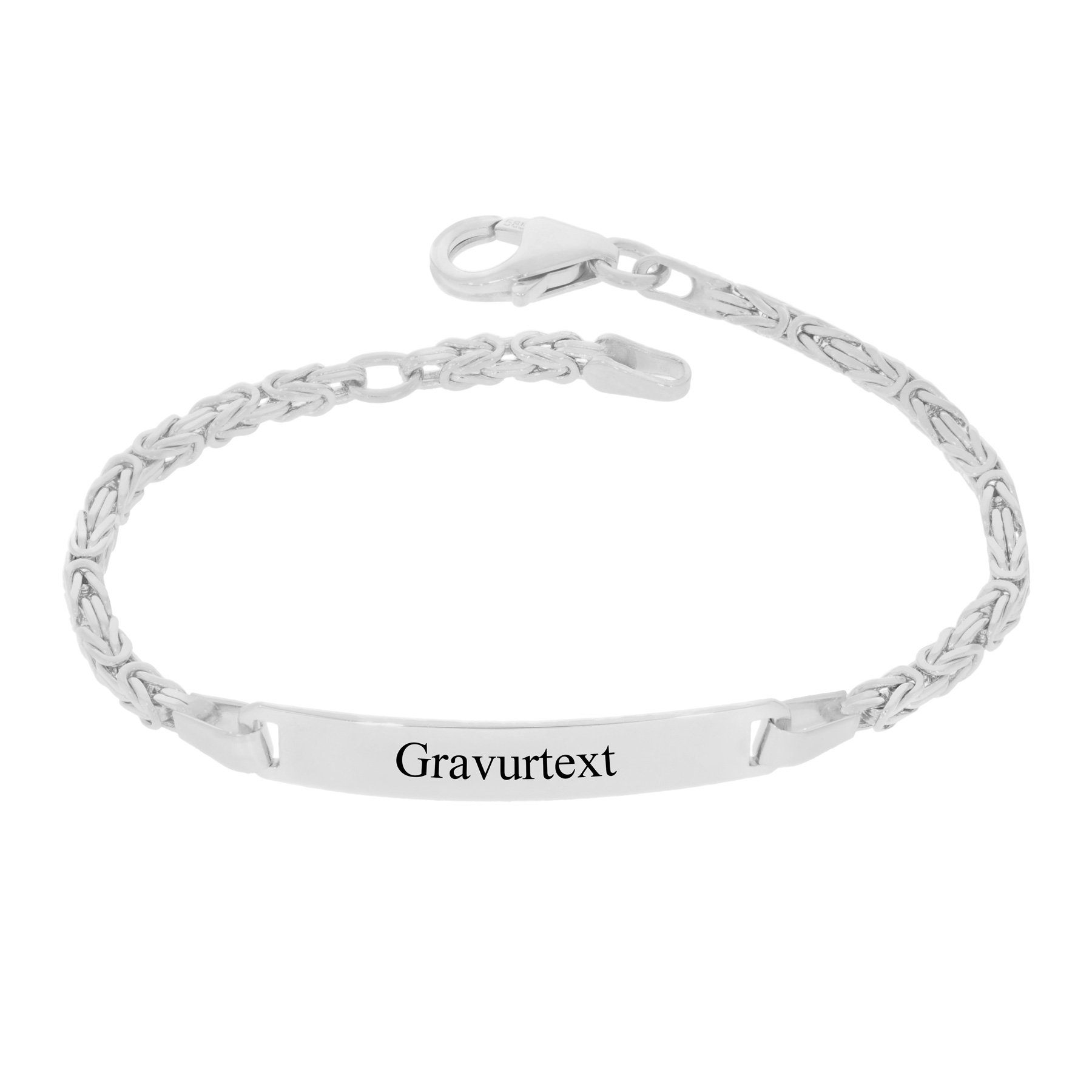 Stella-Jewellery ID Armband 925 Silber RHD ID Armb. Königskette massiv 17,5 cm (inkl. Etui), ID Armband für Kinder / Damen