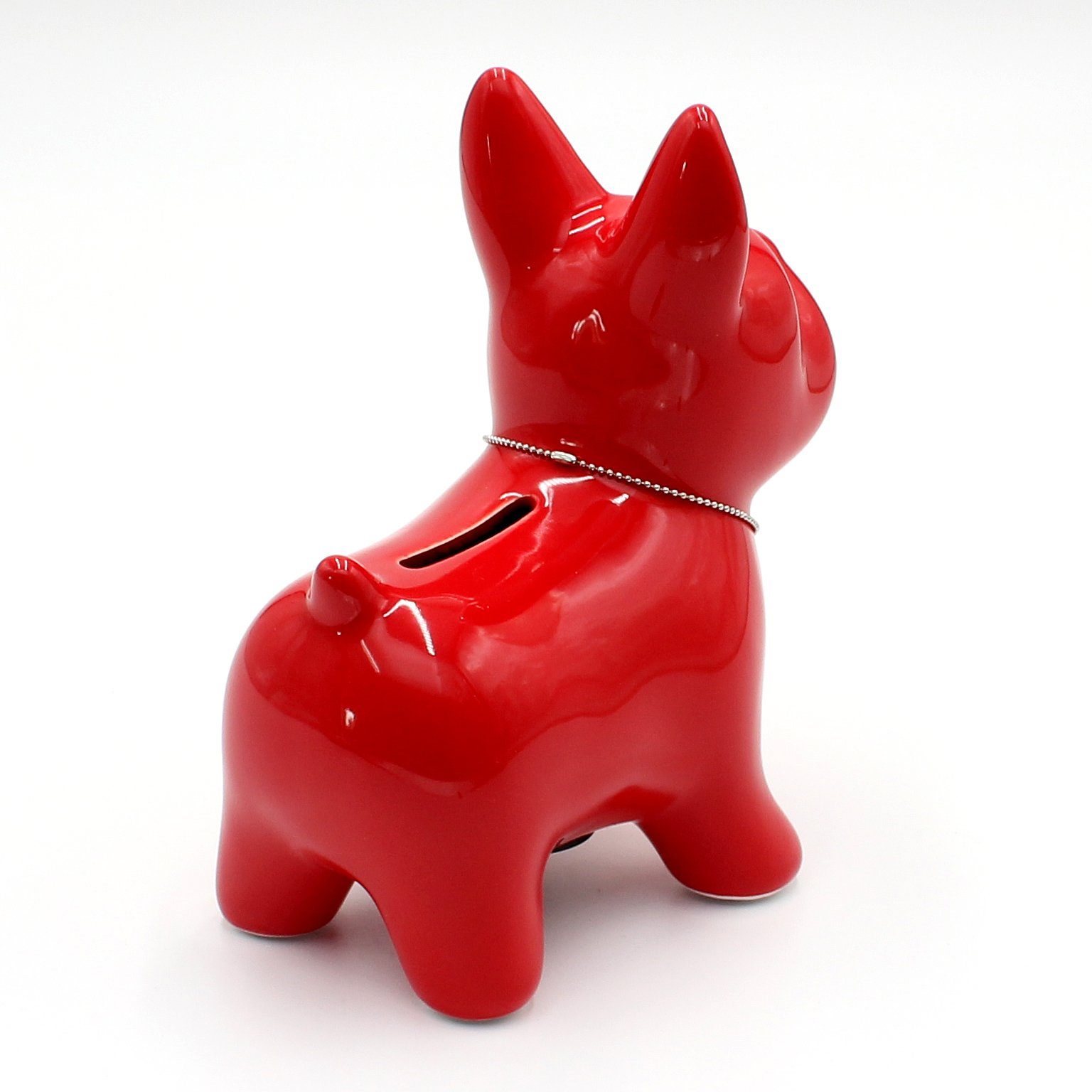 Dekohelden24 Spardose Keramik Spardose als (1-tlg) Hund rot Farben versch. und Größe