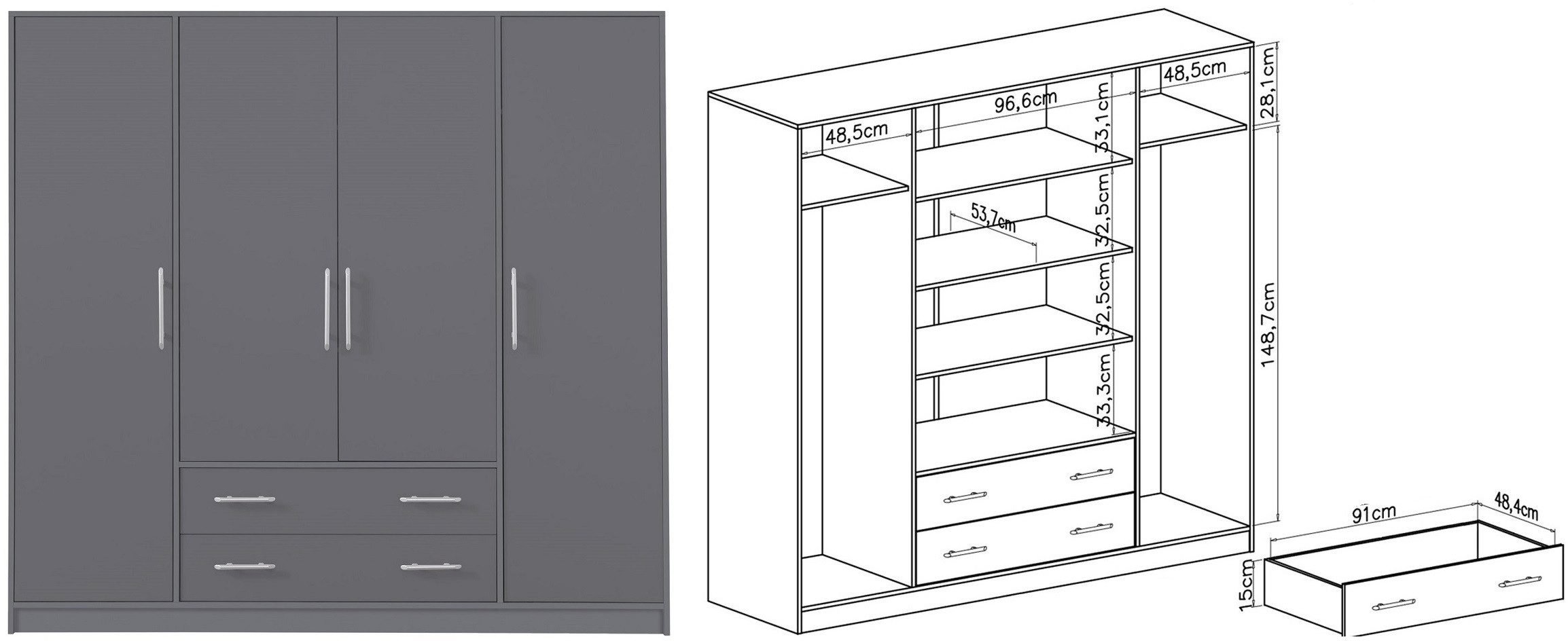 Marmex Möbel Drehtürenschrank SMART 1 viertüriger günstig online kaufen