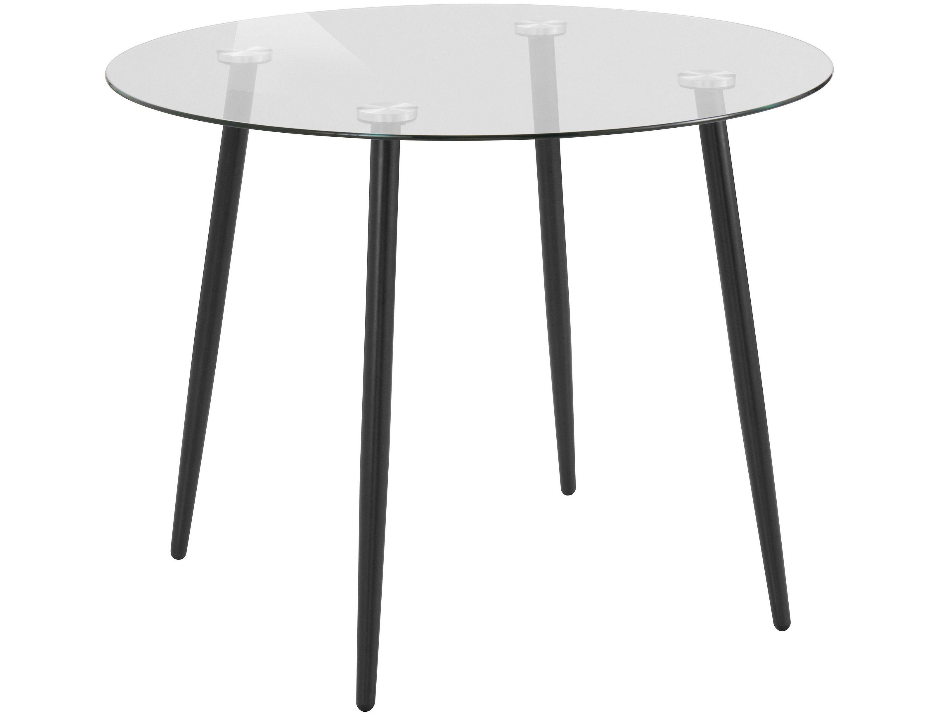 loft24 Essgruppe Darius, (Set, Stühle Tisch), 4 runder Stühle, grau mit 5-tlg., Kunstleder Ø100 Glastisch Bezug 1 4 cm, aus