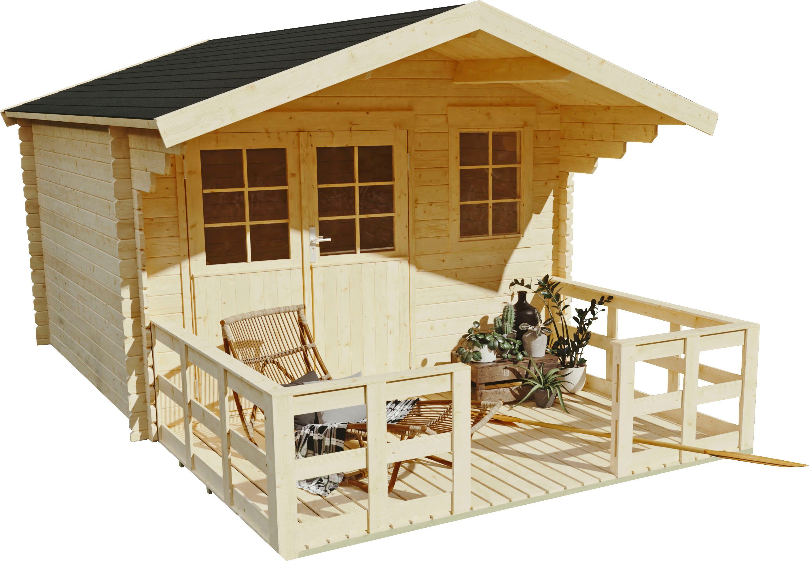 Kiehn-Holz Gartenhaus »Kallenberg 2«, BxT: 340x443 cm, (Set, mit Terrasse,  Vordach und Fußboden) online kaufen | OTTO